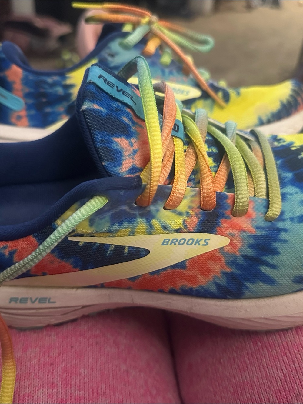 Brooks women’s  Tie-Dye Revel Sneakers - Blue, Yellow, Orange